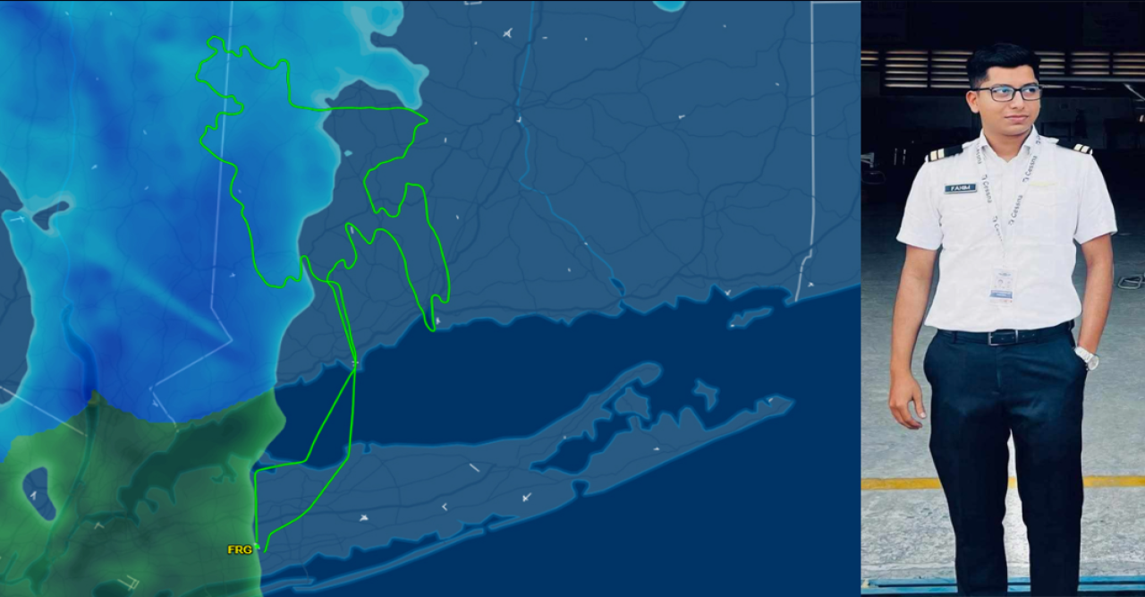 প্লেন উড়িয়ে আকাশে বাংলাদেশের মানচিত্র আঁকলেন ফাহিম