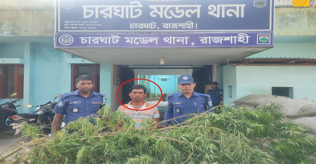 ৪৫ কেজি গাঁজা-সহ ১জনকে গ্রেফতার করেছে চারঘাট থানা পুলিশ